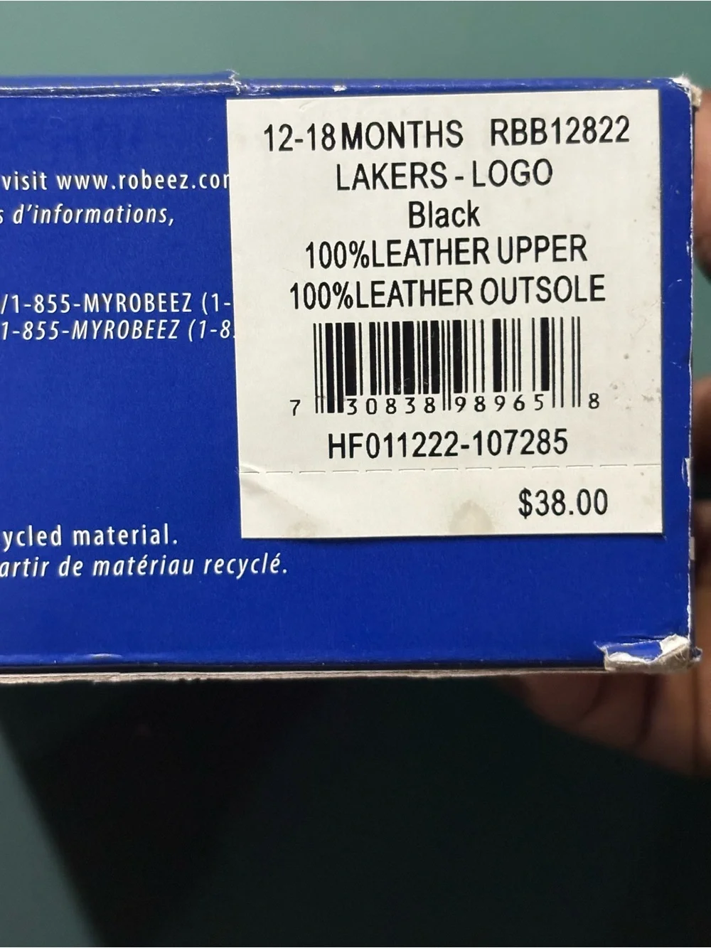 NIB Robeez LA Lakers Leather Baby Shoes (12-18 Mos) Like New